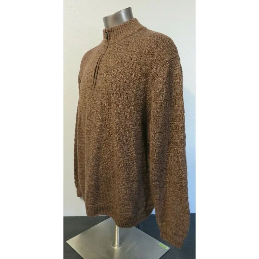 Mens‎ The Territory Ahead Brown 1/2 Zip Sweater Pullover Wool Size 2XL XXL